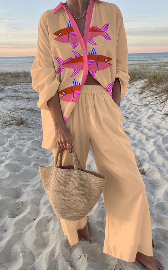 Evalisse™ | Set biancheria con timbro pesce rosa