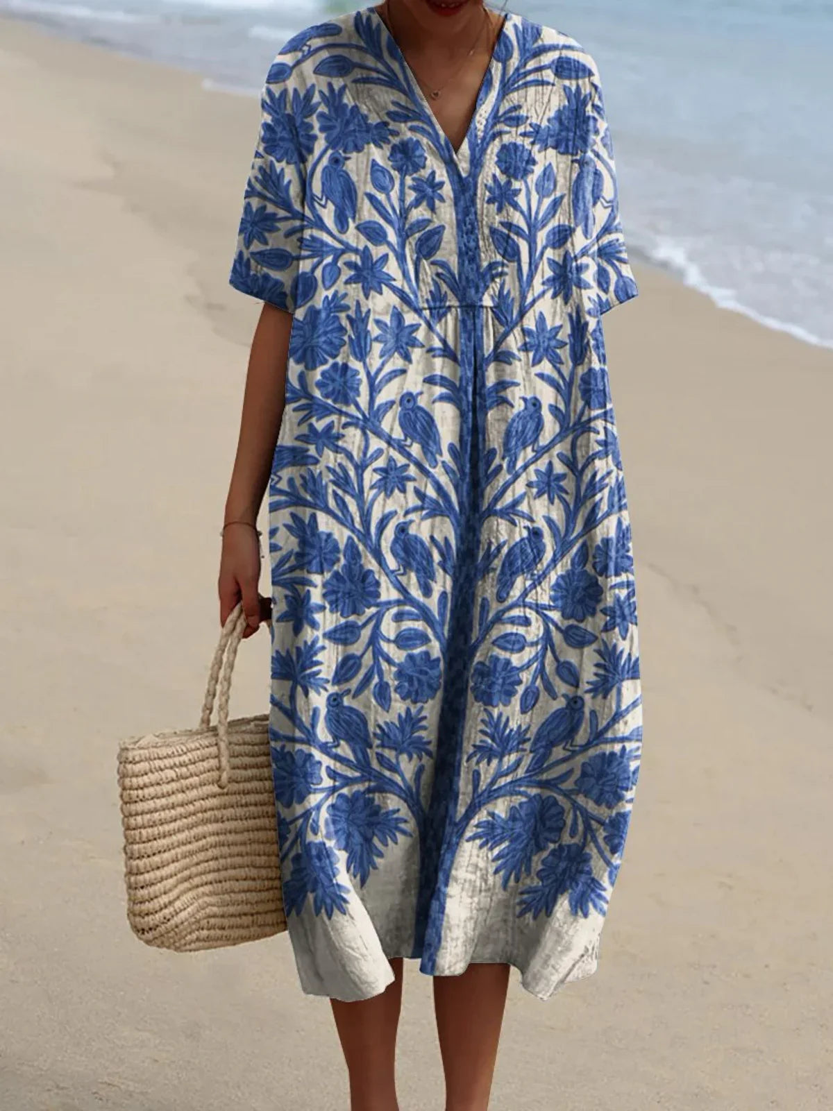 Oréa | Abito blu ricamato